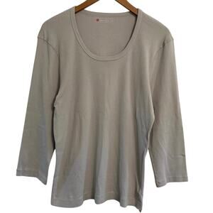 XCVI Wearables Women's Gray 3/4 Sleeve Top Women’s Size Large Casual Organic